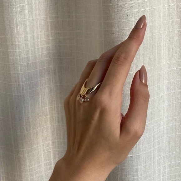 La Fontana Benedicto Ring | Gold-Plated Labradorite | EU 54 / US 7 | Free People - Picture 2 of 6